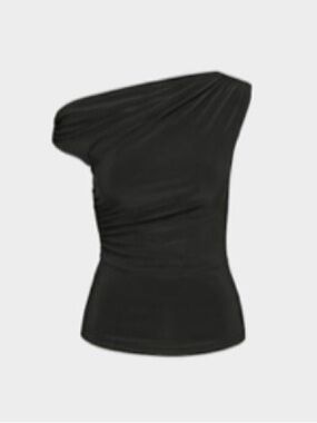 Aritzia Black One-Shoulder Draped Camisole size M